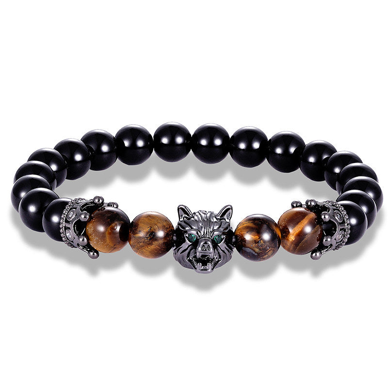 European and American retro popular micro inlaid zircon copper diamond ball crown hand-woven adjustable bracelet bracelet wholesale