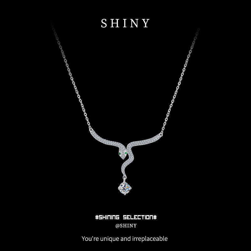 S925 Sterling Silver Moissanite Pendant Silver Jewelry Sterling Silver Premium Autumn and Winter Jewelry Cross-border New Year of the Snake Necklace