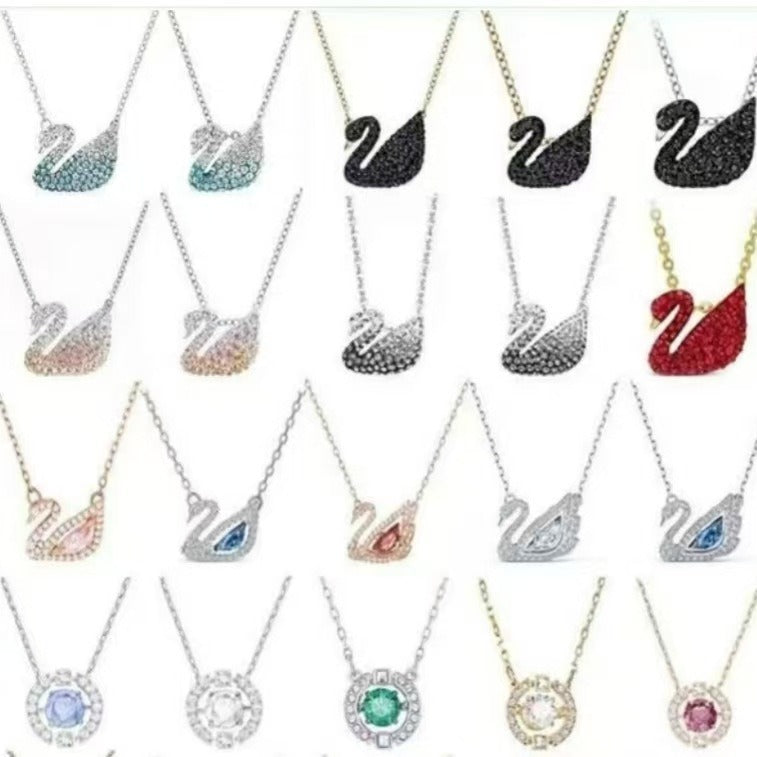 High version of Shijia gradient blue, red, pink, white and black swan necklace for women, Shiqi element crystal smart clavicle chain