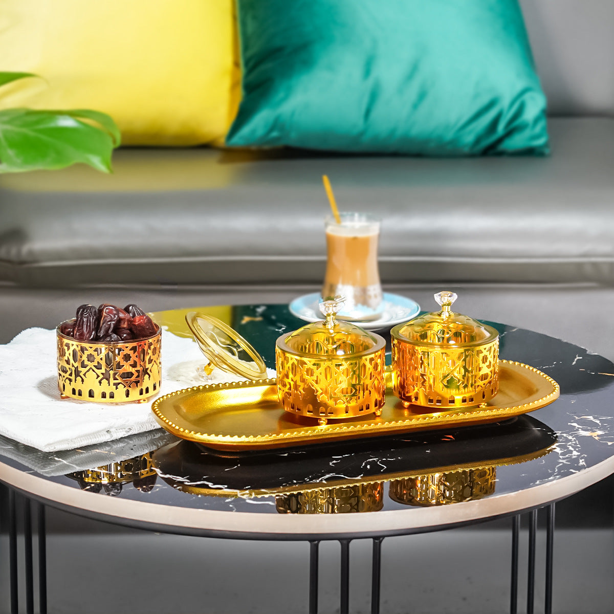 Golden luxurious Eid al-Fitr tray