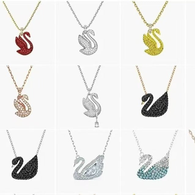 High version of Shijia gradient blue, red, pink, white and black swan necklace for women, Shiqi element crystal smart clavicle chain