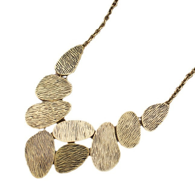 Retro Irregular Oval Necklace Retro Striped Women’s High-end Necklace