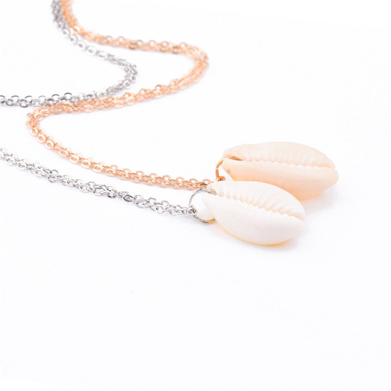 Single layer beach shell necklace, personalized fashionable clavicle chain, simple sweater chain