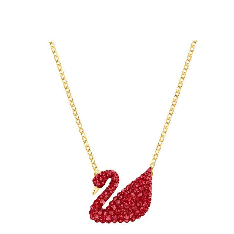 High version of Shijia gradient blue, red, pink, white and black swan necklace for women, Shiqi element crystal smart clavicle chain