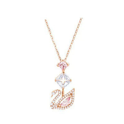 High version of Shijia gradient blue, red, pink, white and black swan necklace for women, Shiqi element crystal smart clavicle chain