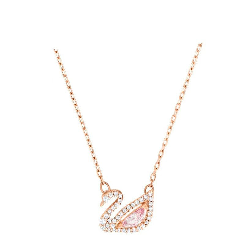 High version of Shijia gradient blue, red, pink, white and black swan necklace for women, Shiqi element crystal smart clavicle chain