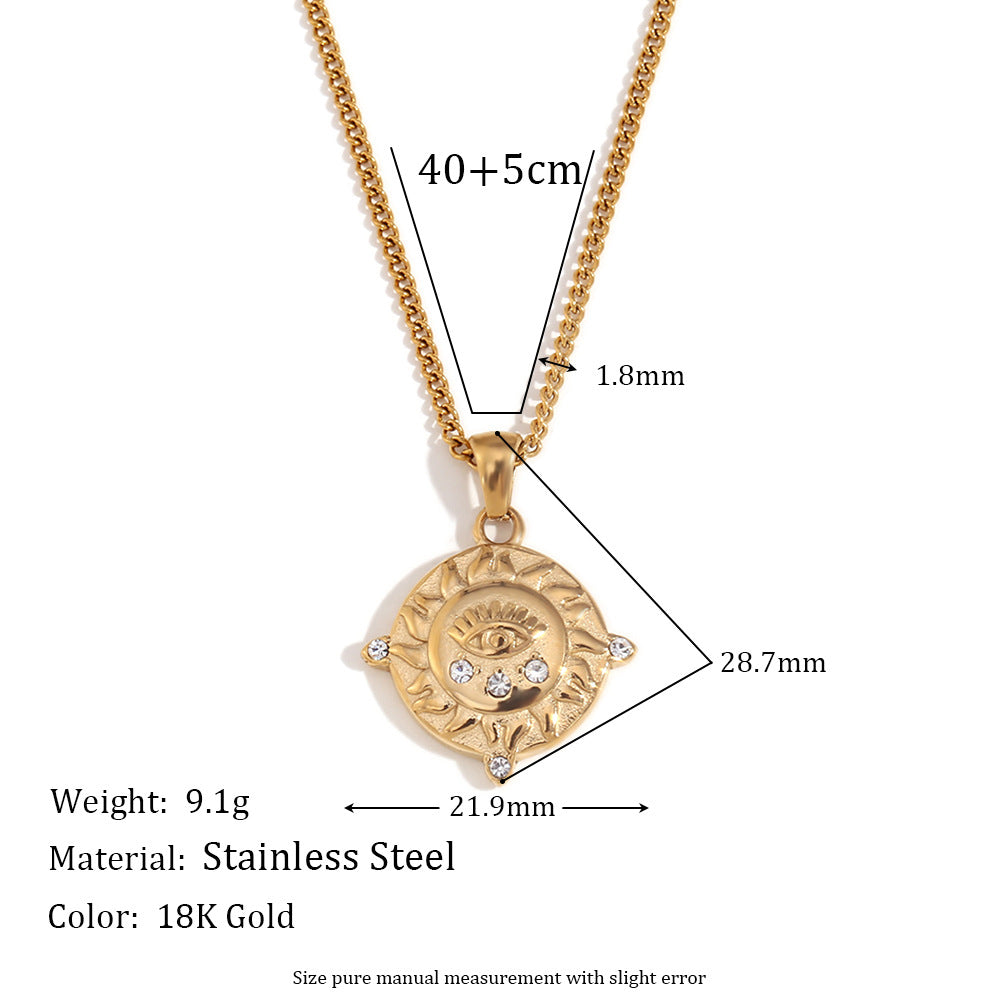 ins fashion retro popular hot selling pendant jewelry stainless steel rectangular oil drop zircon tarot necklace